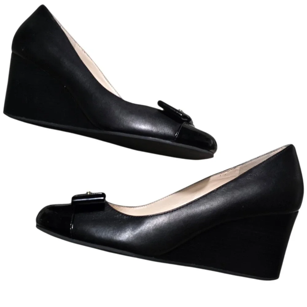 Cole Haan Grand.ØS Womens Elsie Bow Wedge Heels Black 5B